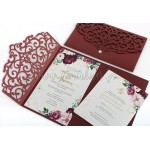 Προσκλητήριο γάμου burgundy floral 